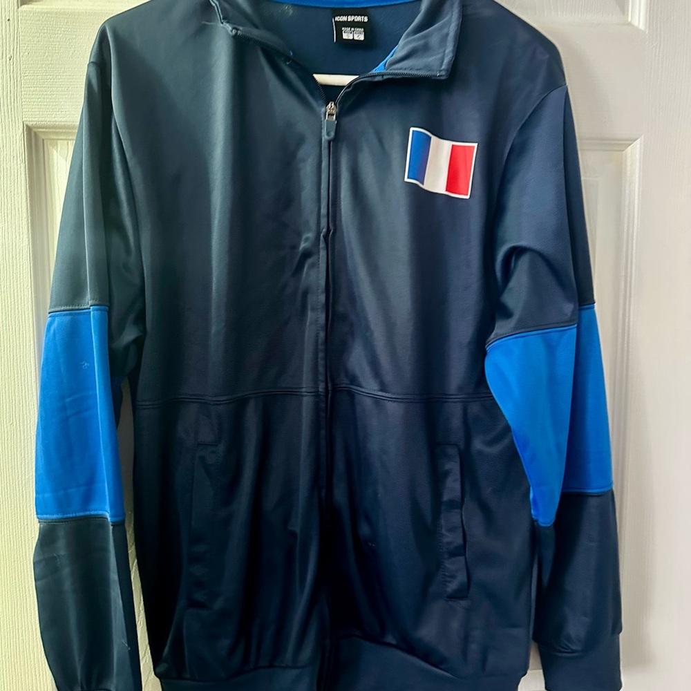 Icon Sports France full zip active training soccer track jacket navy blue size s